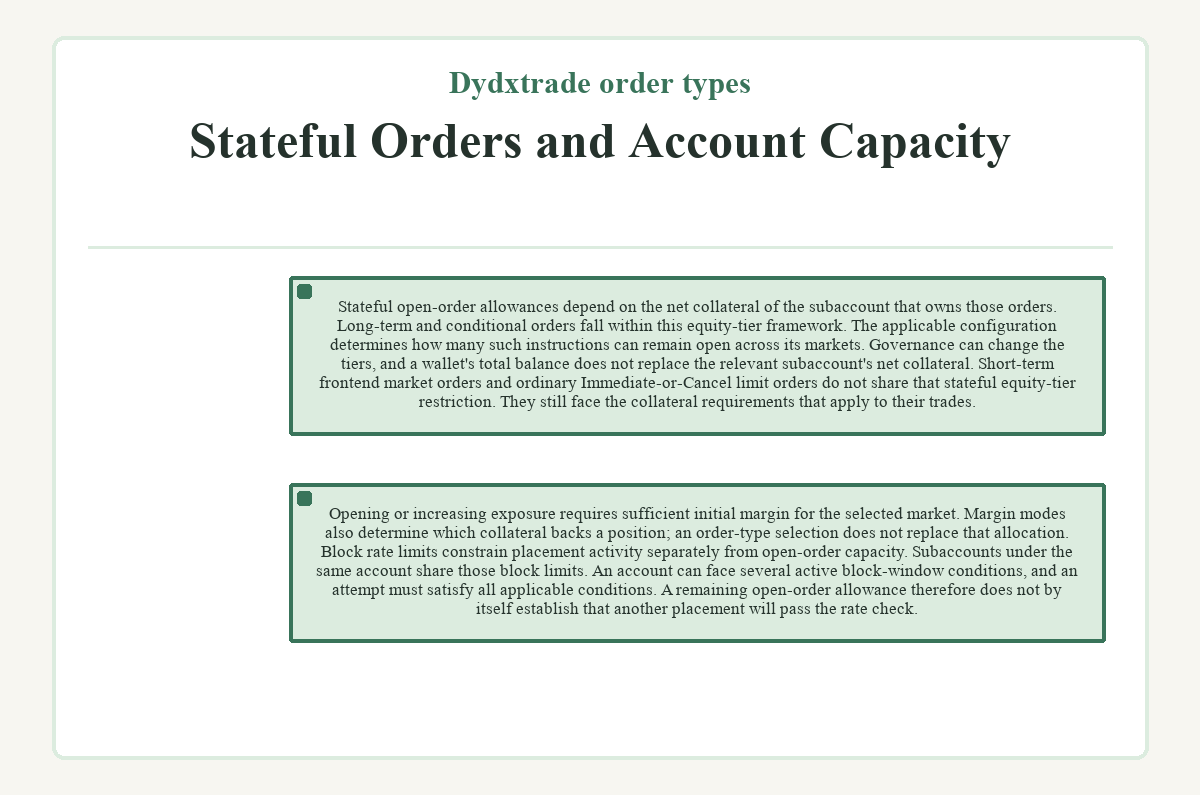 Dydxtrade order types - Stateful Orders and Account Capacity - illustration